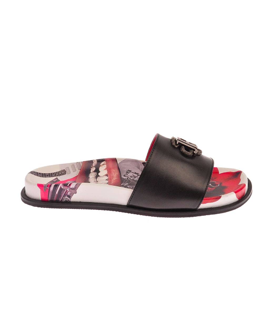 John Richmond Sandalo con fascia larga con logo JR metallico Moda