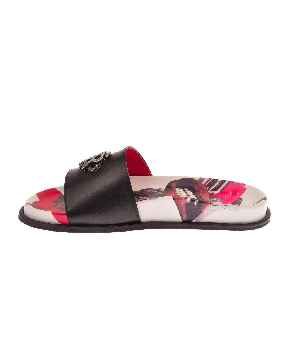 John Richmond Sandalo con fascia larga con logo JR metallico Moda