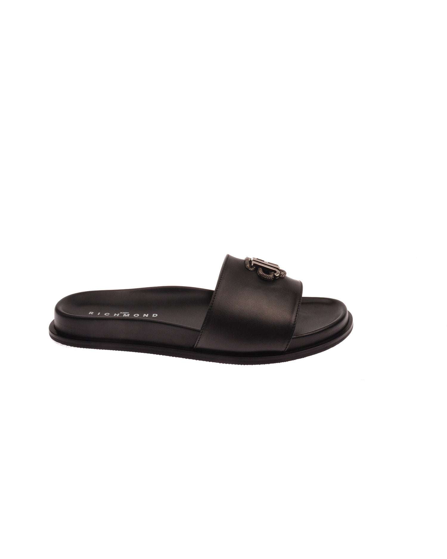 John Richmond Sandalo con fascia larga con logo JR metallico In Linea