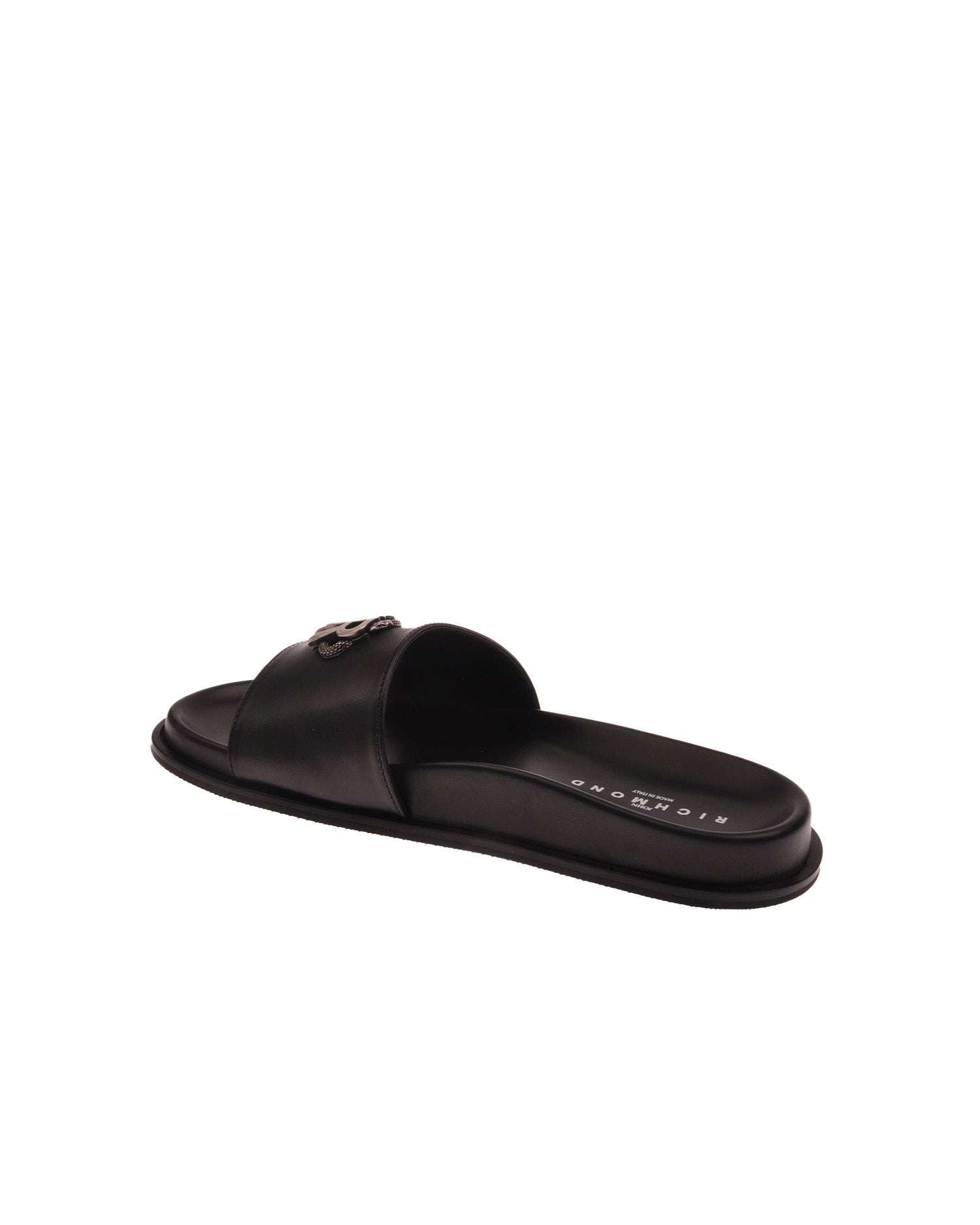 John Richmond Sandalo con fascia larga con logo JR metallico In Linea