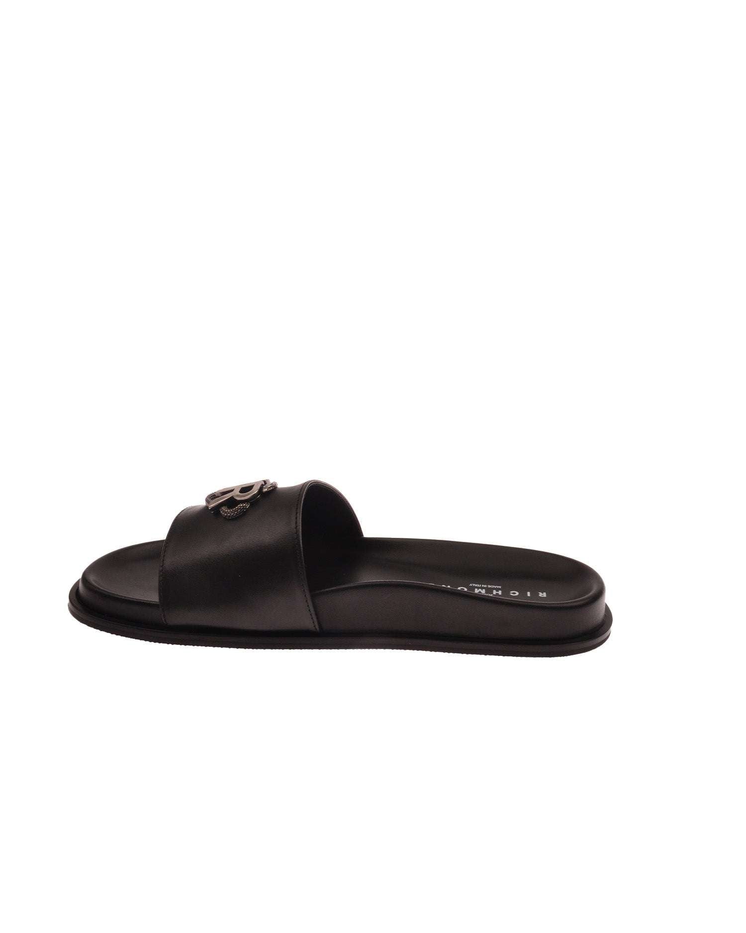 John Richmond Sandalo con fascia larga con logo JR metallico In Linea