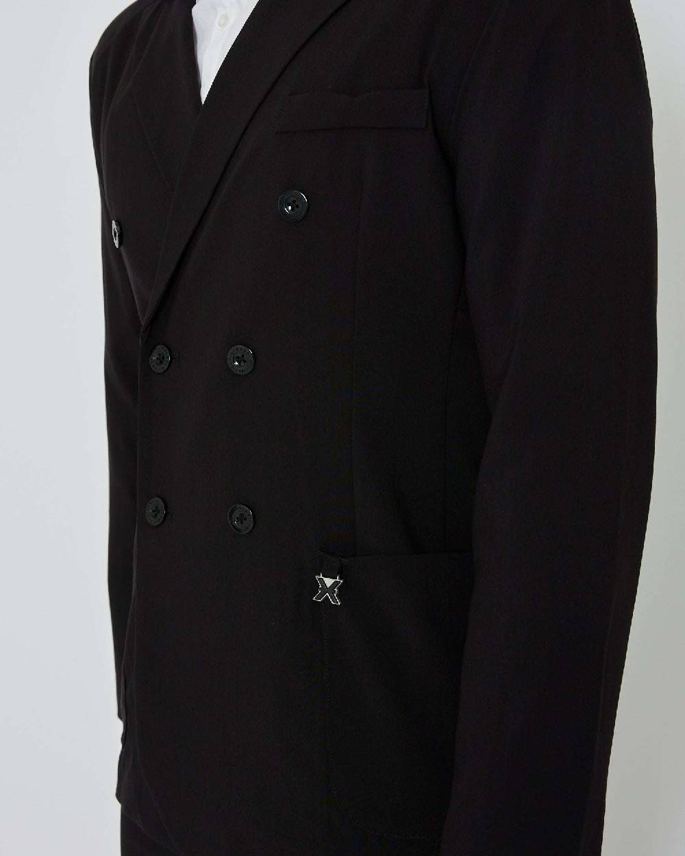John Richmond Blazer doppiopetto con etichetta metallica logata Vendita Calda