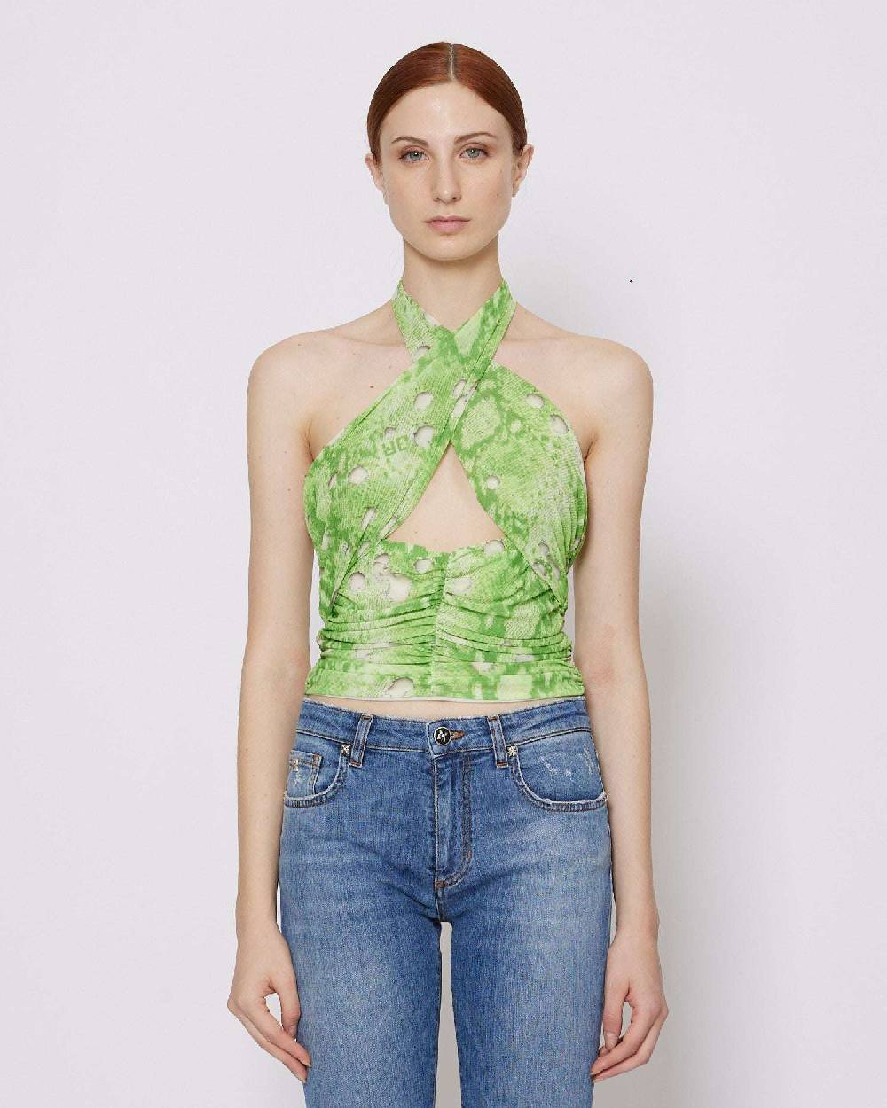 John Richmond Top incrociato con pattern 2025