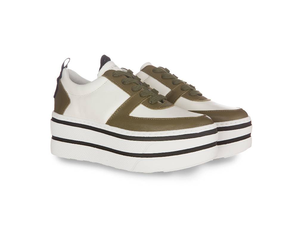 L.Pucci Oklahoma Leather White-Green Aviation Soddisfazione Garantita
