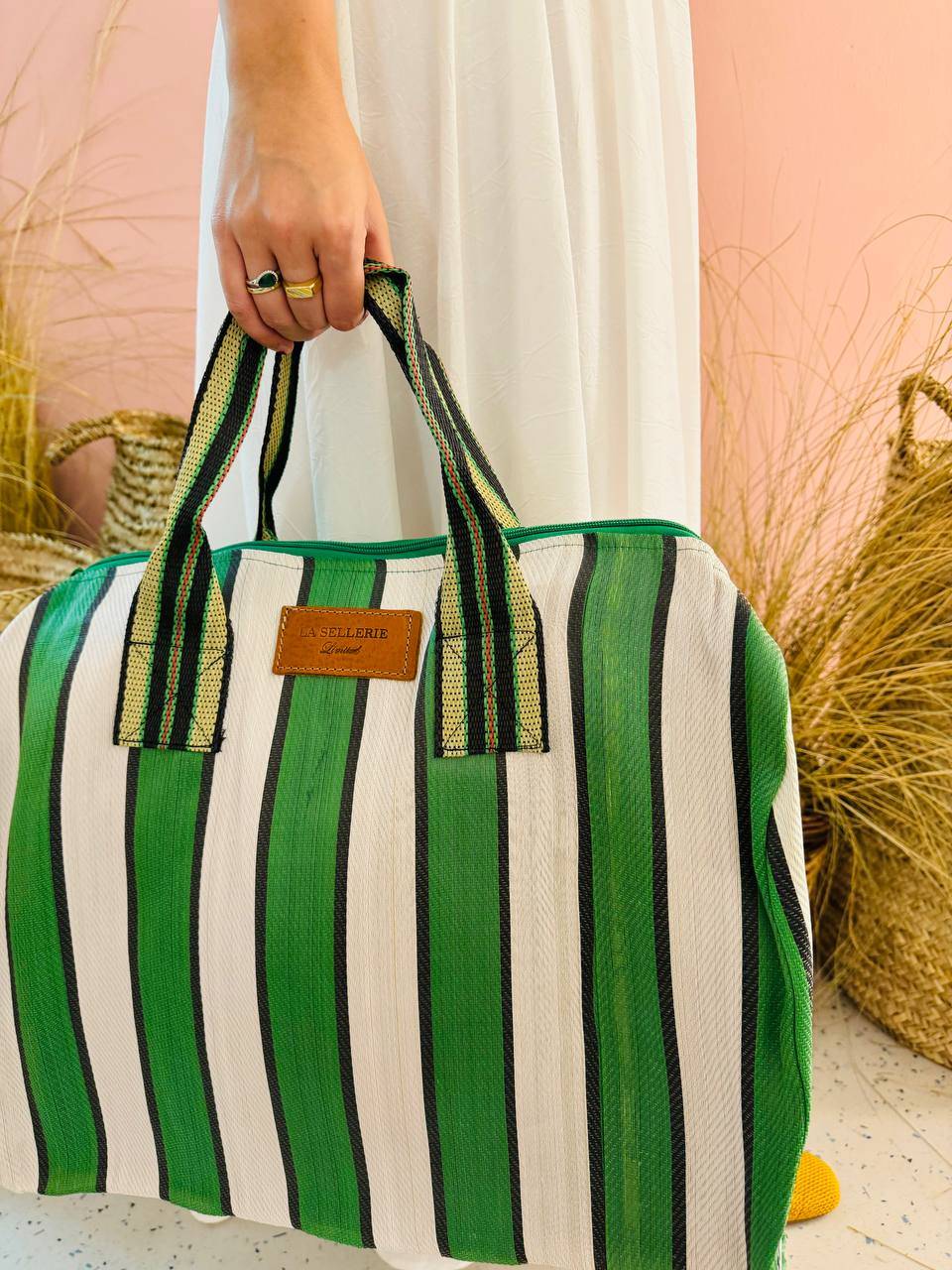 La Sellerie borsone TULUM verde Outlet