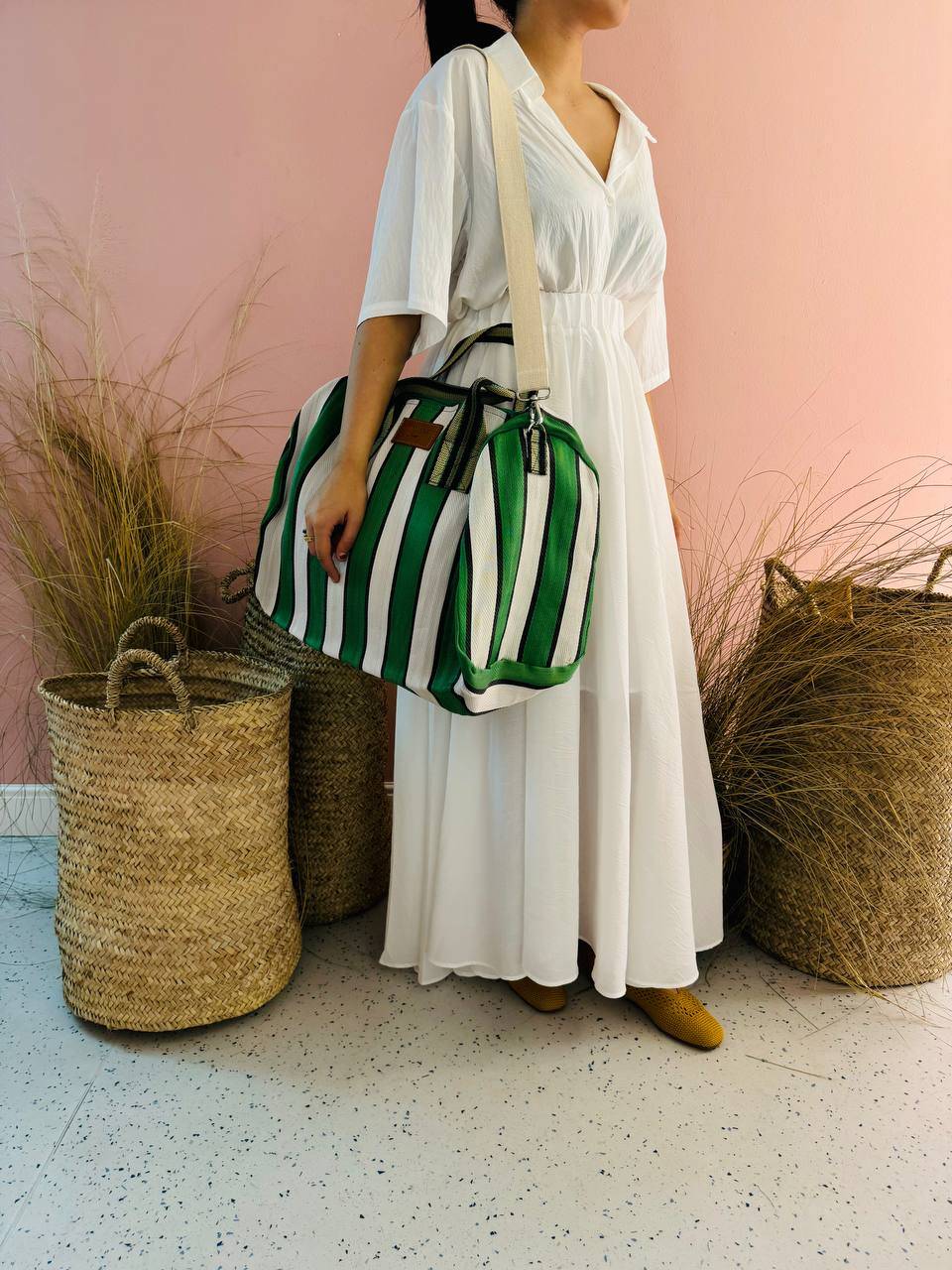 La Sellerie borsone TULUM verde Outlet