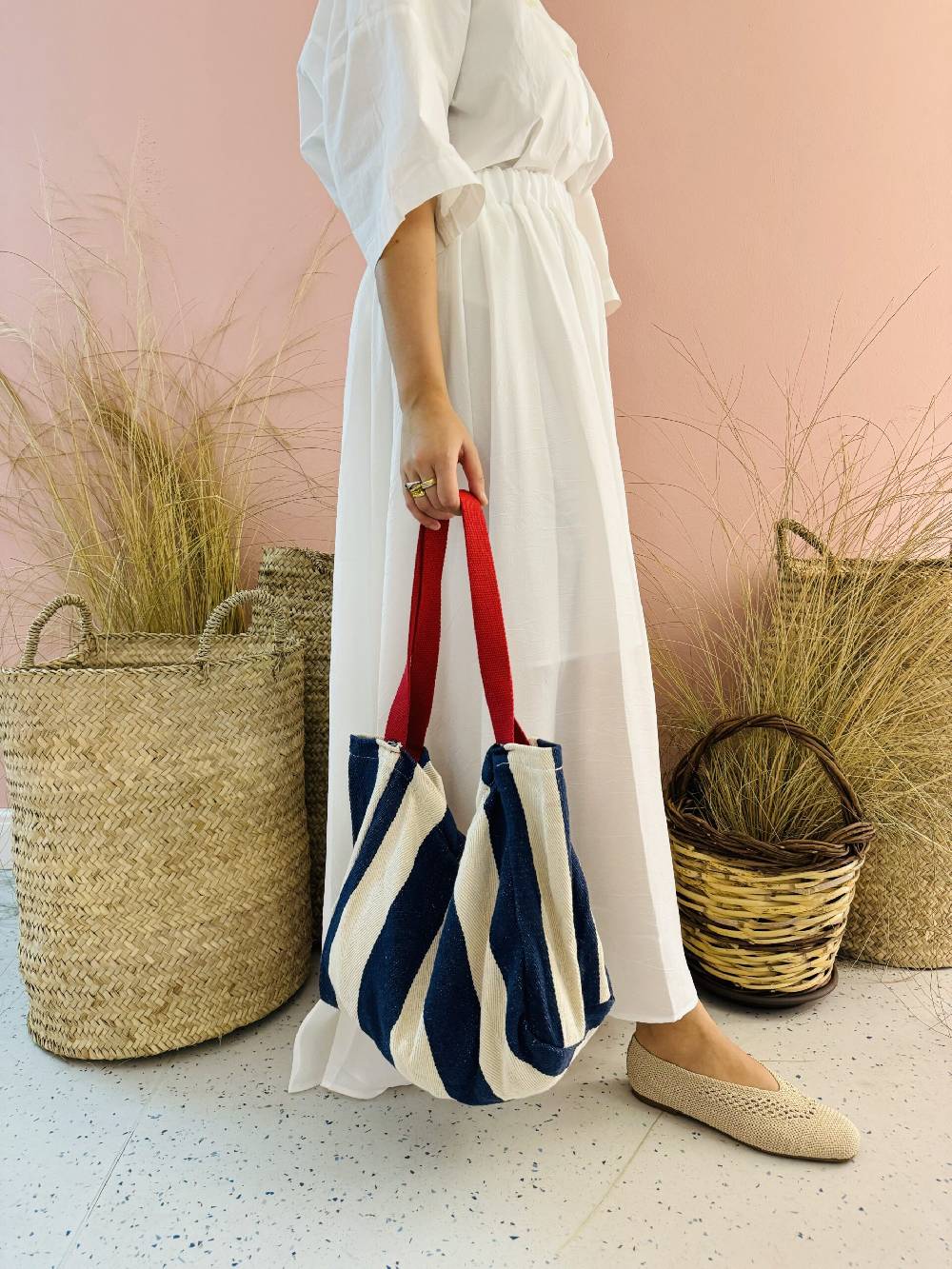 La Sellerie Portofino bag blu righe larghe 2025