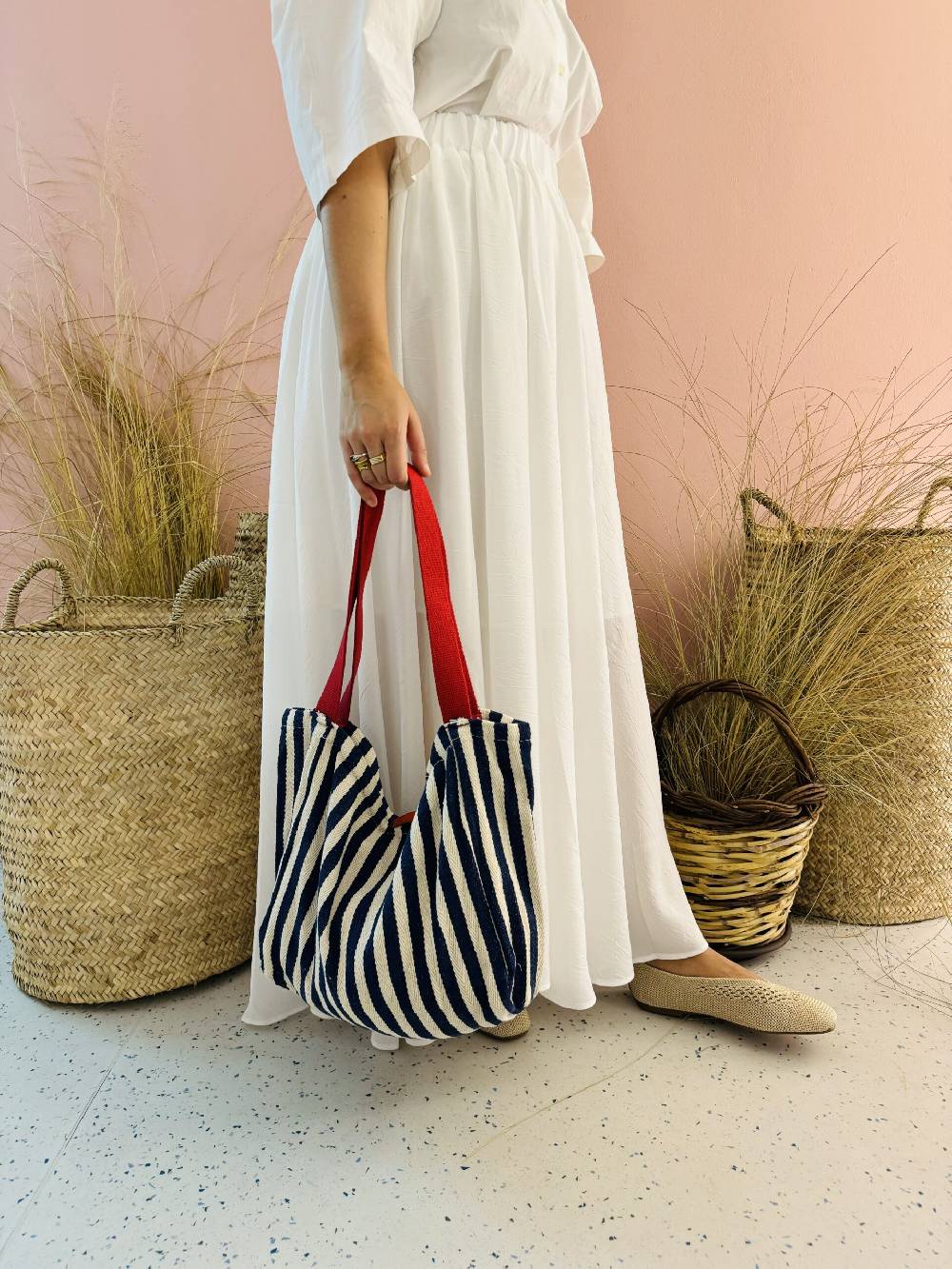La Sellerie Portofino bag blu righe strette Italy