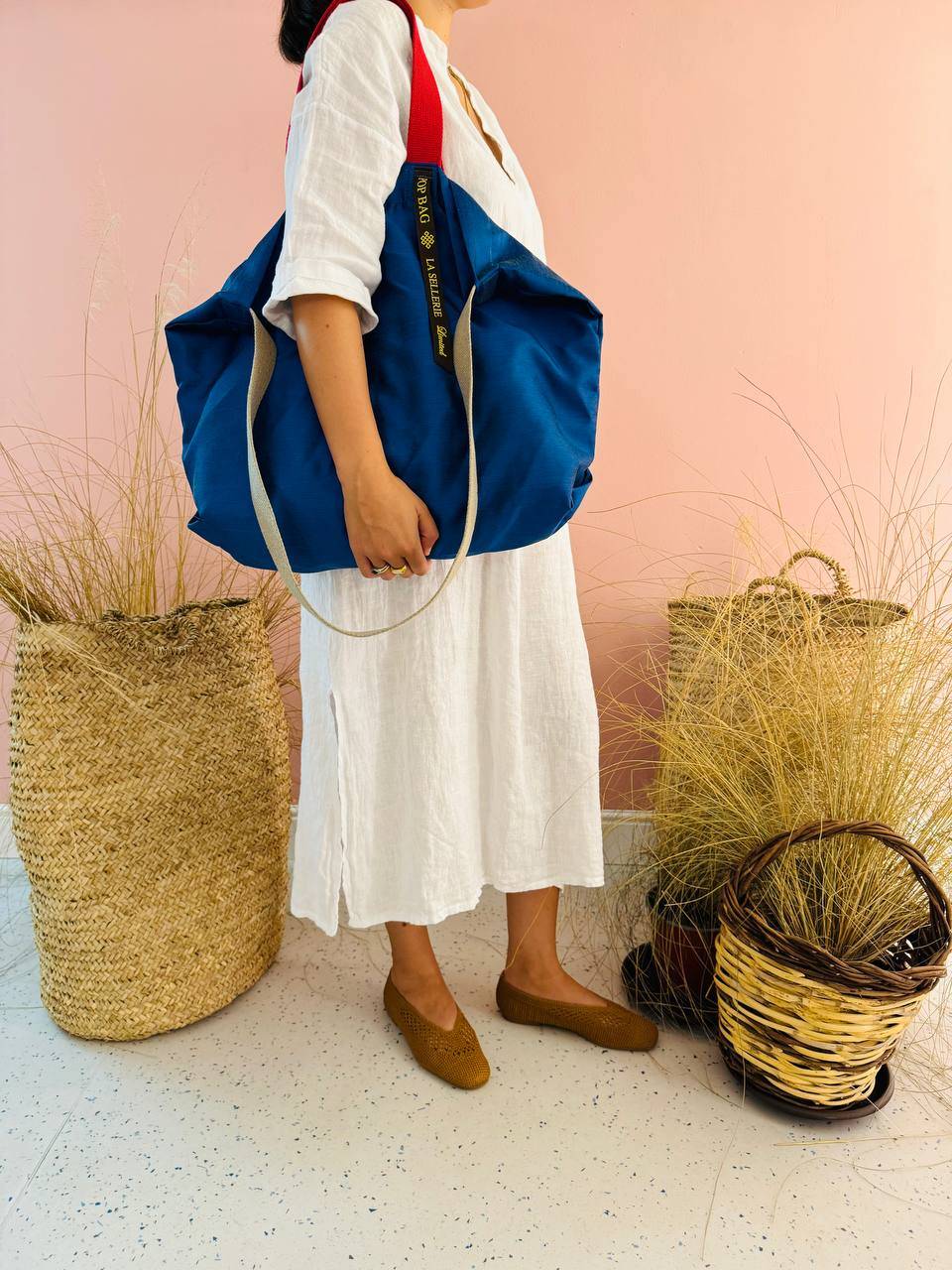 La Sellerie POP BAG Shantung blu Offerta