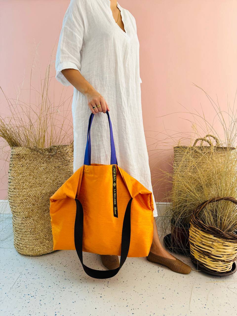 La Sellerie POP BAG Shantung arancio Smaltimento dello stoccaggio