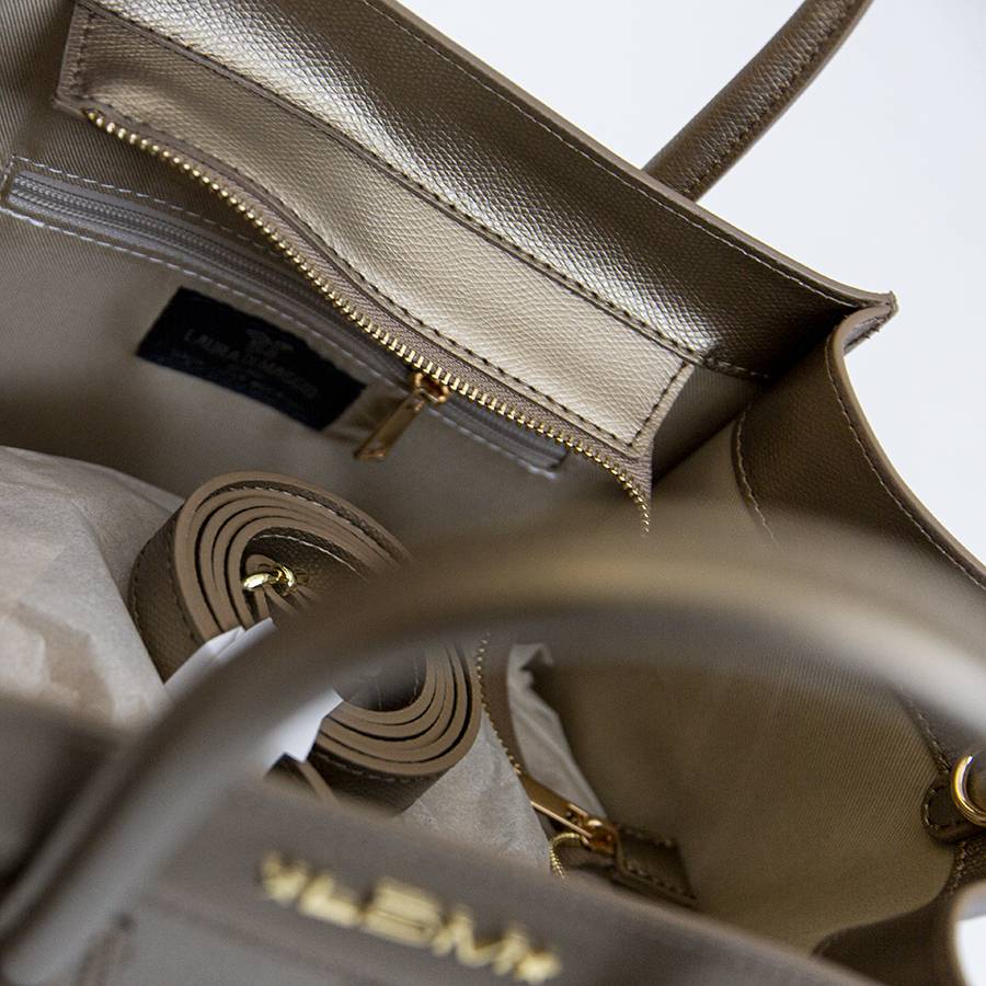 Laura Di Maggio ALIA – Borsa a trapezio in pelle saffiano bronzo Offerte