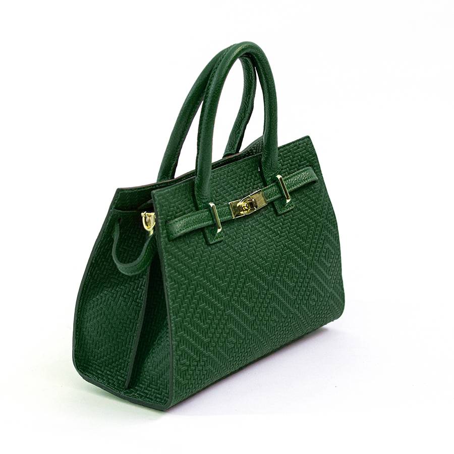 Laura Di Maggio KELLY – Borsa in pelle serigrafata verde Negozio