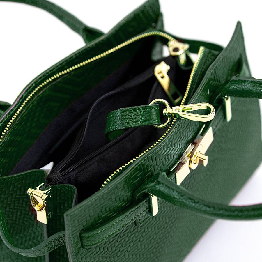 Laura Di Maggio KELLY – Borsa in pelle serigrafata verde Negozio