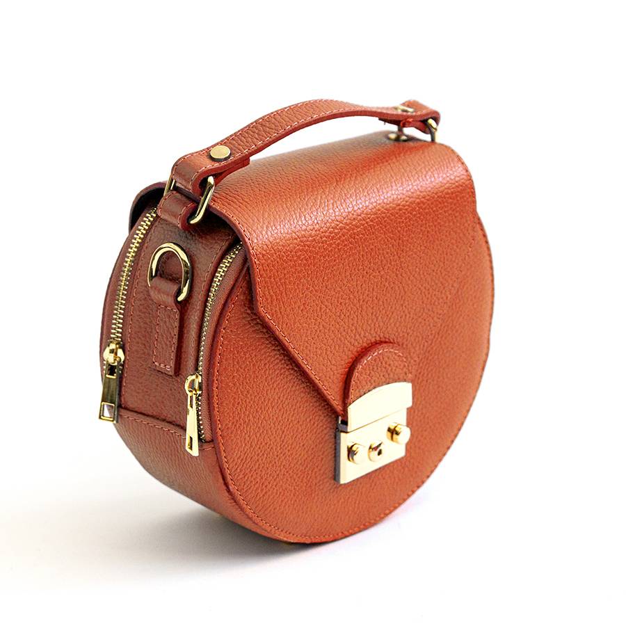 Laura Di Maggio CIRCLE – Borsa tonda in pelle arancio 2025