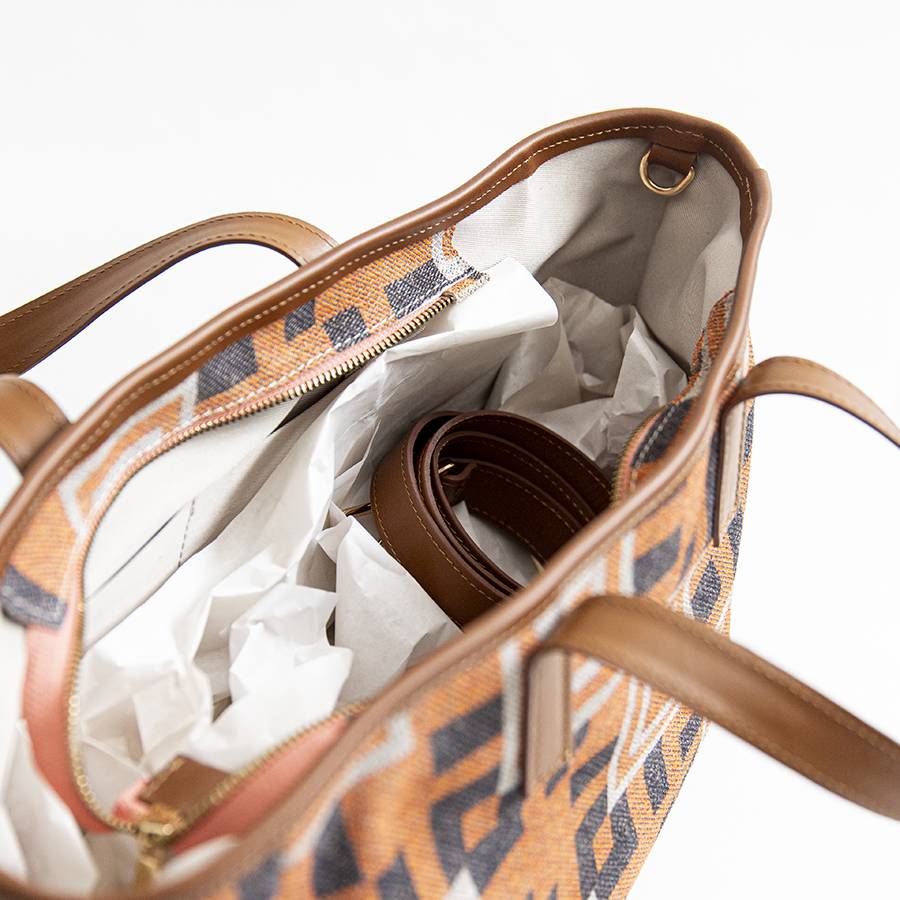 Laura Di Maggio MILANO FANTASY – Borsa in pelle e camoscio stampato arancio Vendita