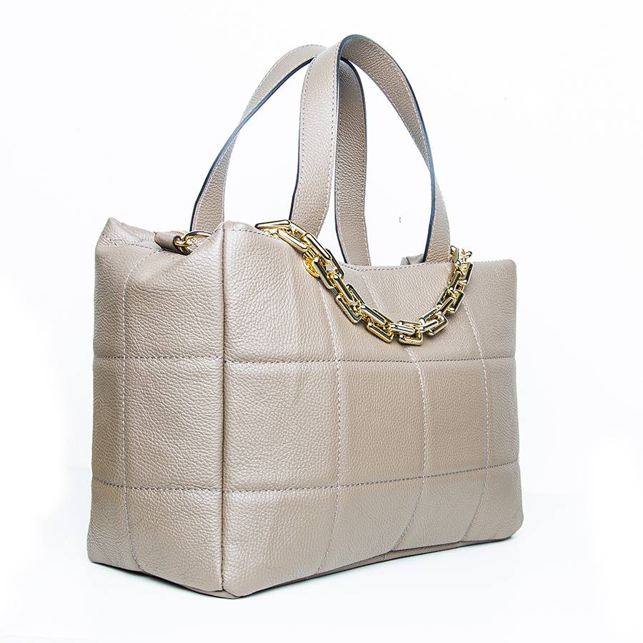 Laura Di Maggio TYRA – Borsa in pelle dollaro trapuntato beige Vendita Economica