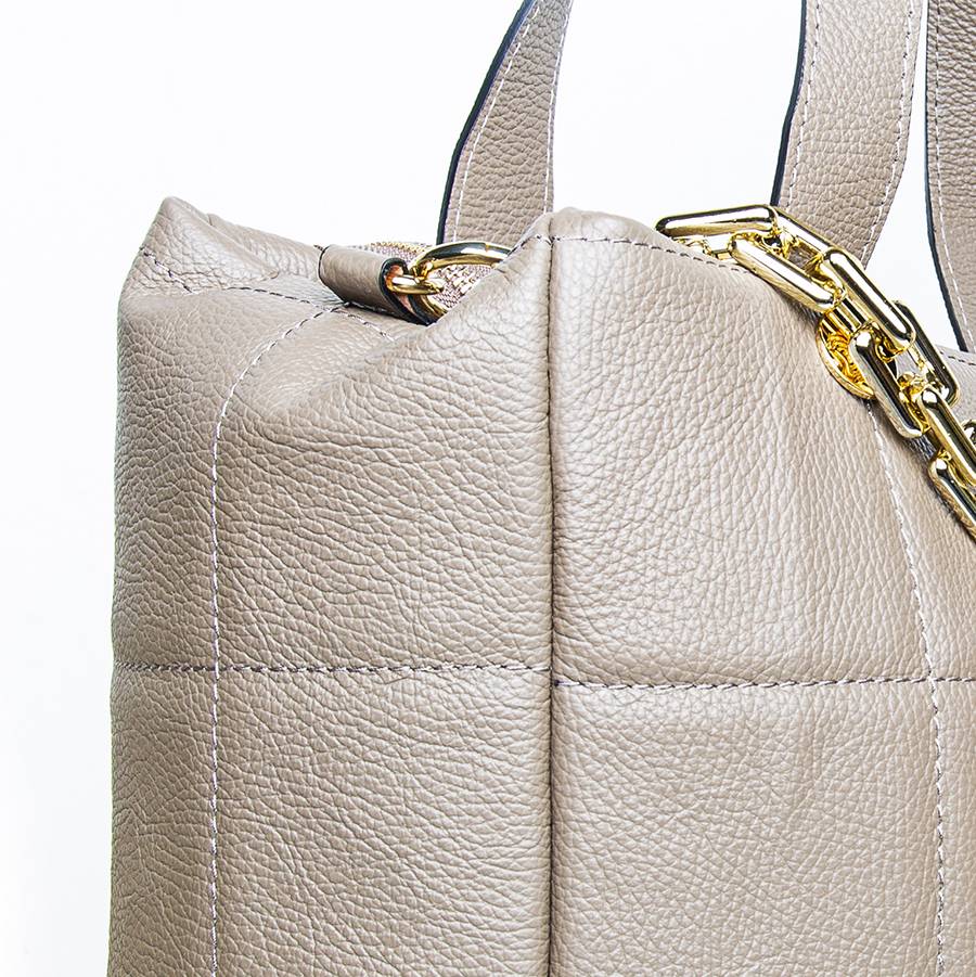 Laura Di Maggio TYRA – Borsa in pelle dollaro trapuntato beige Vendita Economica