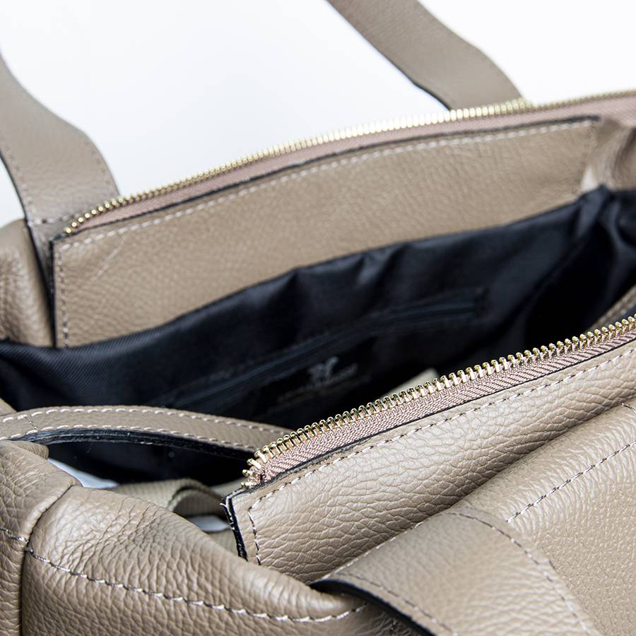 Laura Di Maggio TYRA – Borsa in pelle dollaro trapuntato beige Vendita Economica