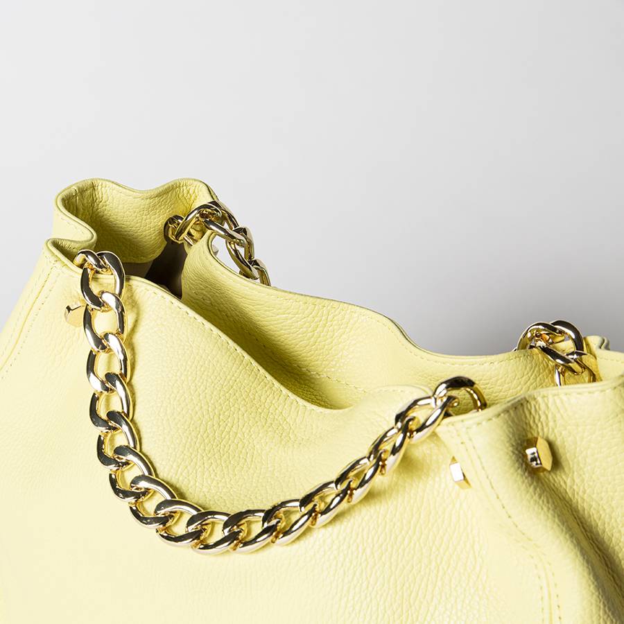 Laura Di Maggio PEACH – borsa a mano con catena in pelle limone Negozio