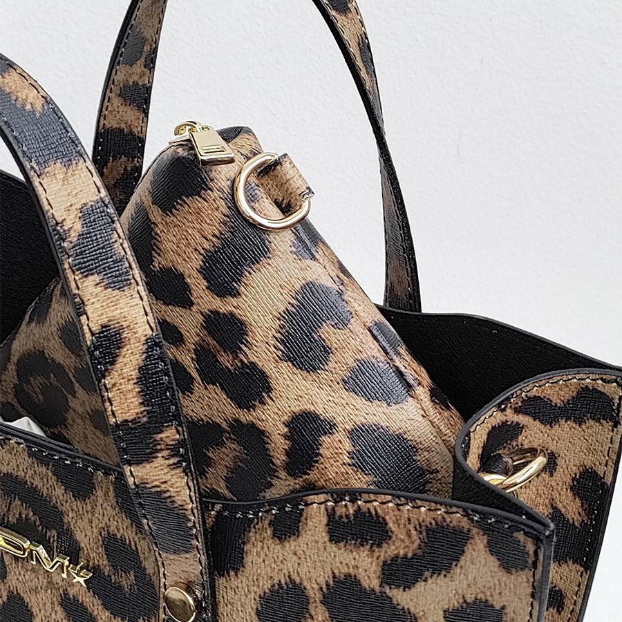 Laura Di Maggio LEOPARD BUCKET – secchiello in pelle saffiano stampata Italia
