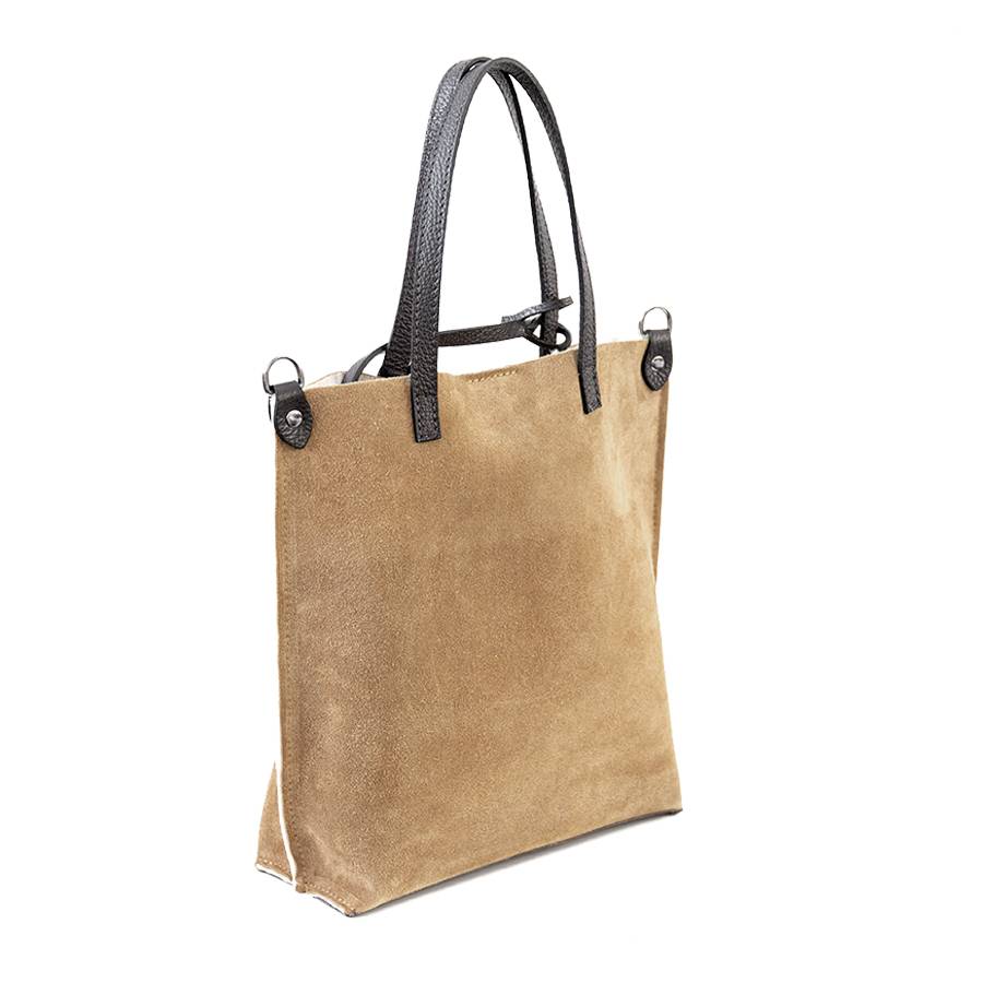 Laura Di Maggio TRUDI – borsa in camoscio ed eco montone taupe In Linea