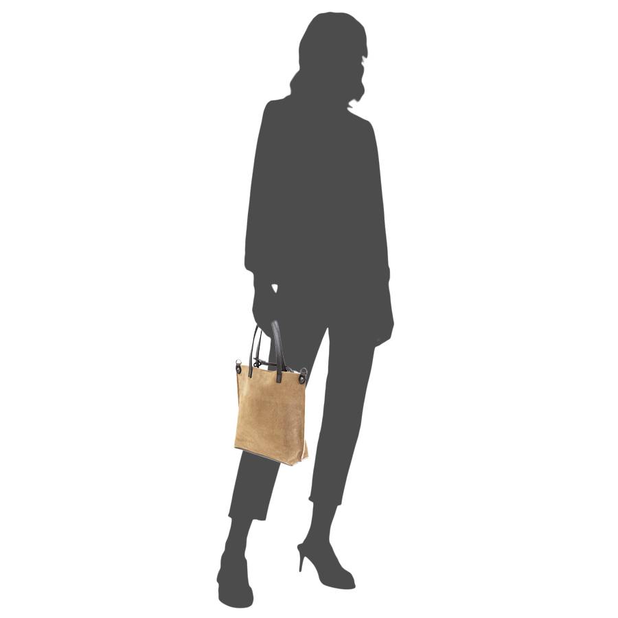 Laura Di Maggio TRUDI – borsa in camoscio ed eco montone taupe In Linea