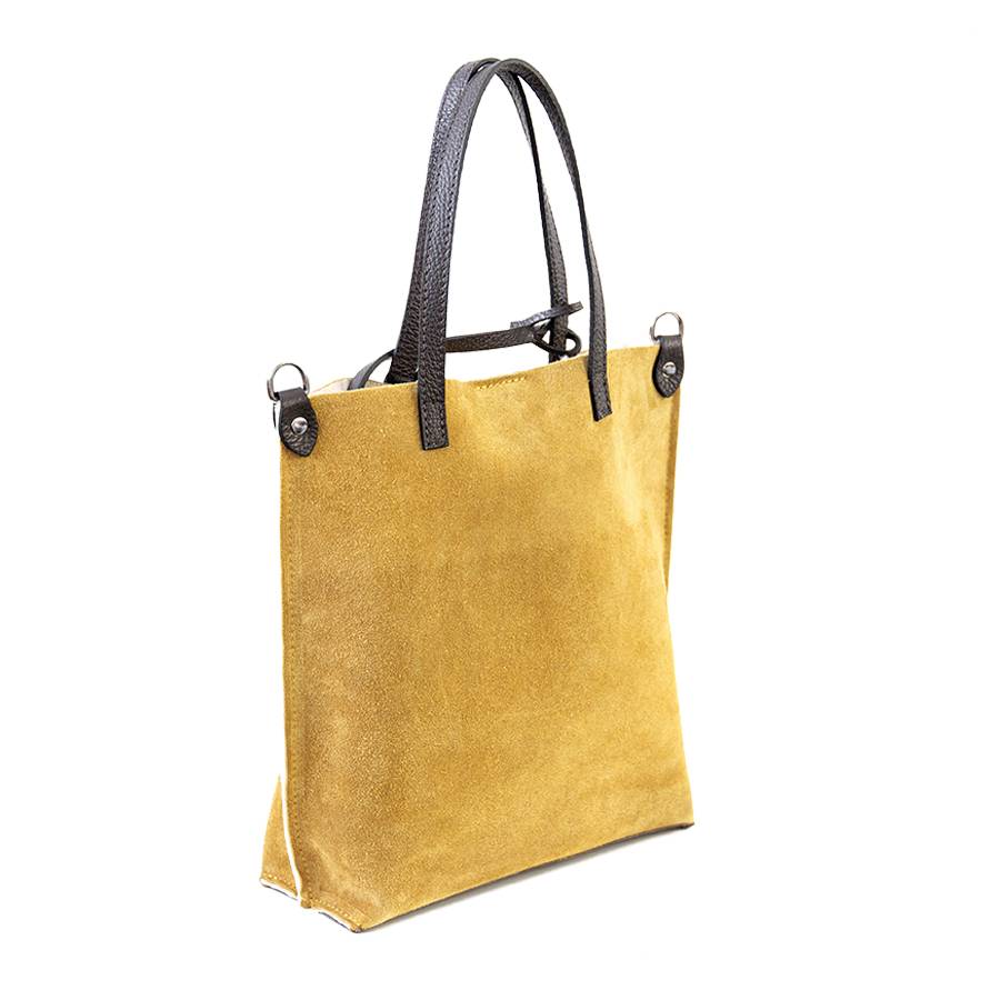 Laura Di Maggio TRUDI – borsa in camoscio ed eco montone ocra Nuovo
