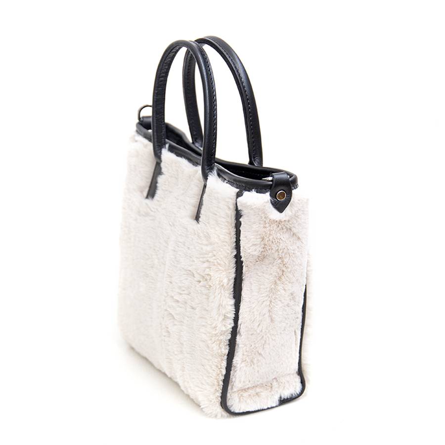 Laura Di Maggio MOSCA – Borsa in pelo ecologico e pelle soft panna Vendita