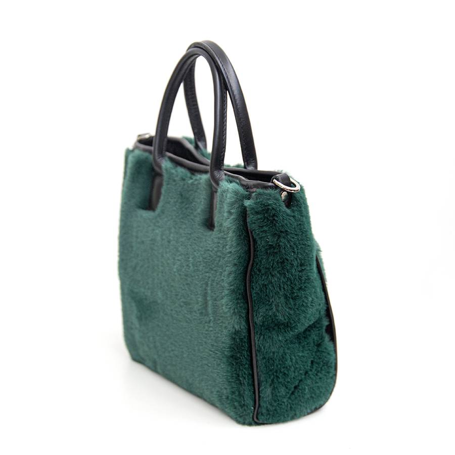 Laura Di Maggio MOSCA – Borsa in pelo ecologico e pelle soft verde Promozione