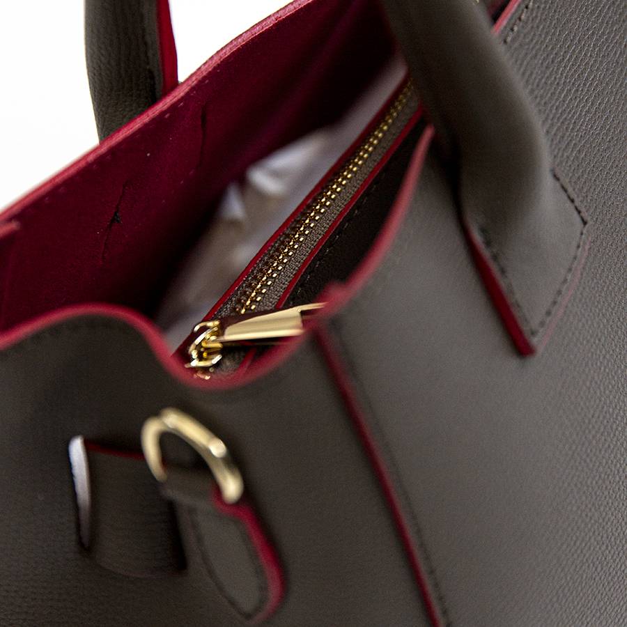 Laura Di Maggio IRINA – Tote in pelle testa di moro e interno rosso Negozi Online
