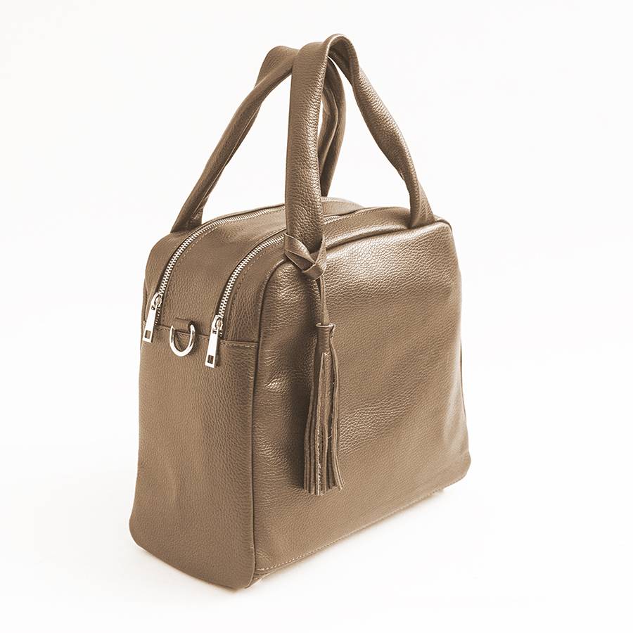 Laura Di Maggio SARA – bauletto a due zip in pelle taupe Sconto