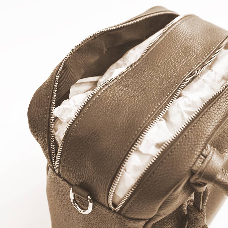 Laura Di Maggio SARA – bauletto a due zip in pelle taupe Sconto