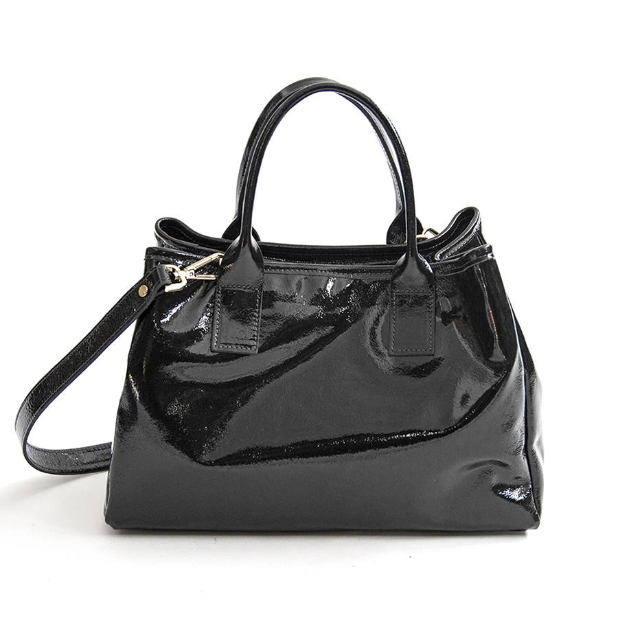 Laura Di Maggio MILANO VERNICE – borsa in pelle verniciata nera In Vendita