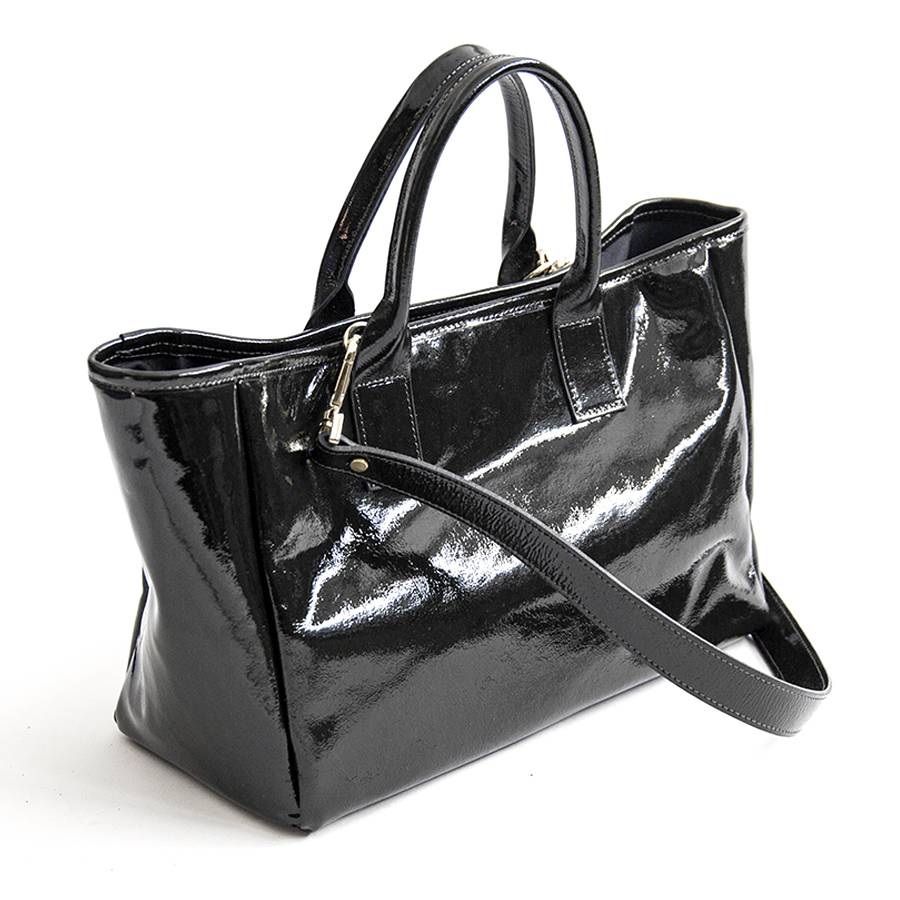 Laura Di Maggio MILANO VERNICE – borsa in pelle verniciata nera In Vendita