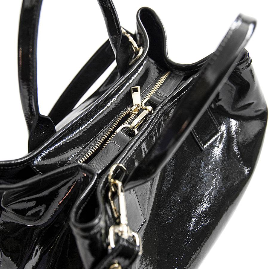 Laura Di Maggio MILANO VERNICE – borsa in pelle verniciata nera In Vendita