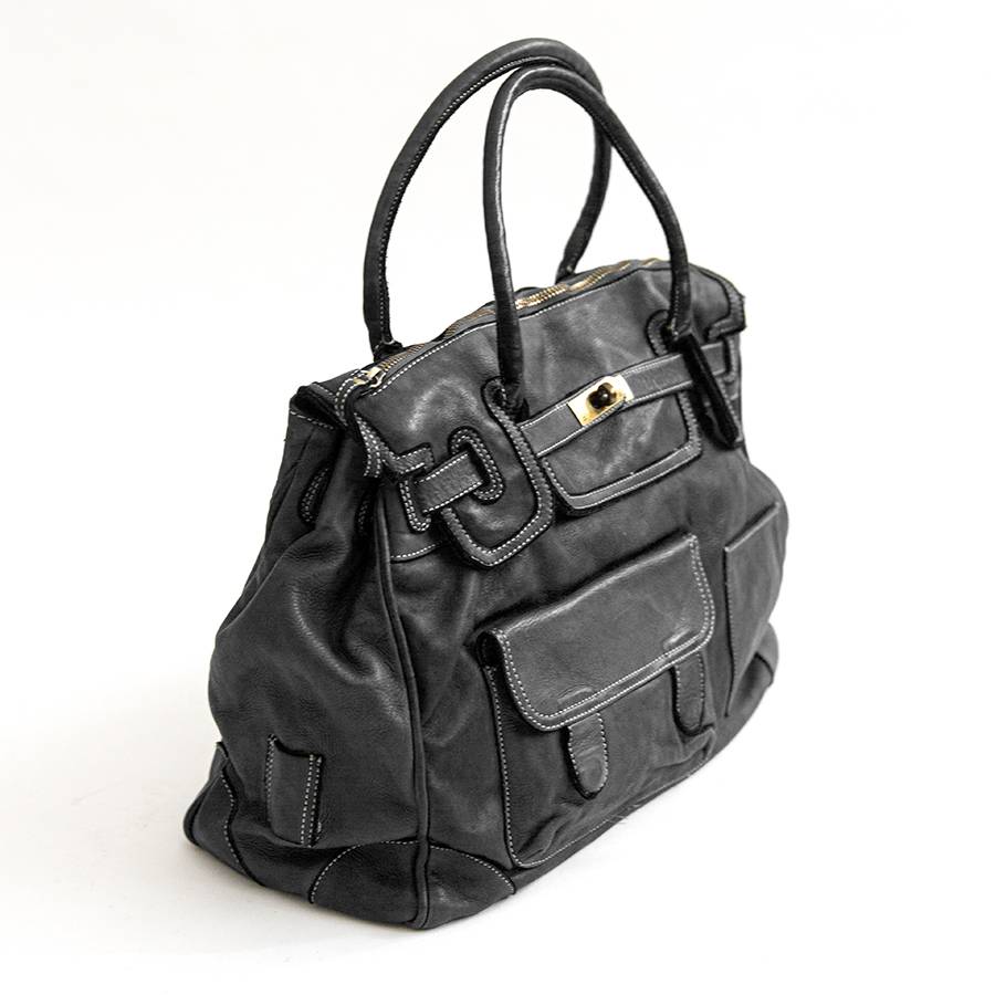 Laura Di Maggio GINEVRA – borsa in pelle slavata nera Saldi