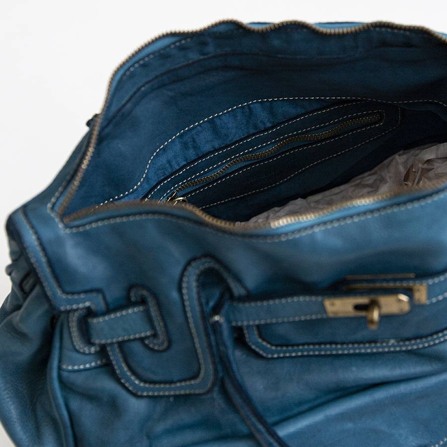 Laura Di Maggio GINEVRA – borsa in pelle slavata petrolio Offerte