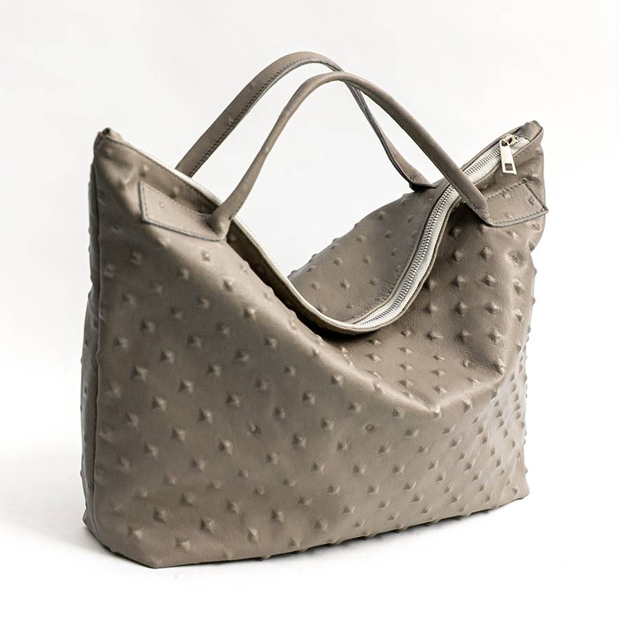 Laura Di Maggio BIKER – borsa in pelle soft stampa chiodo taupe Saldi Di Fabbrica