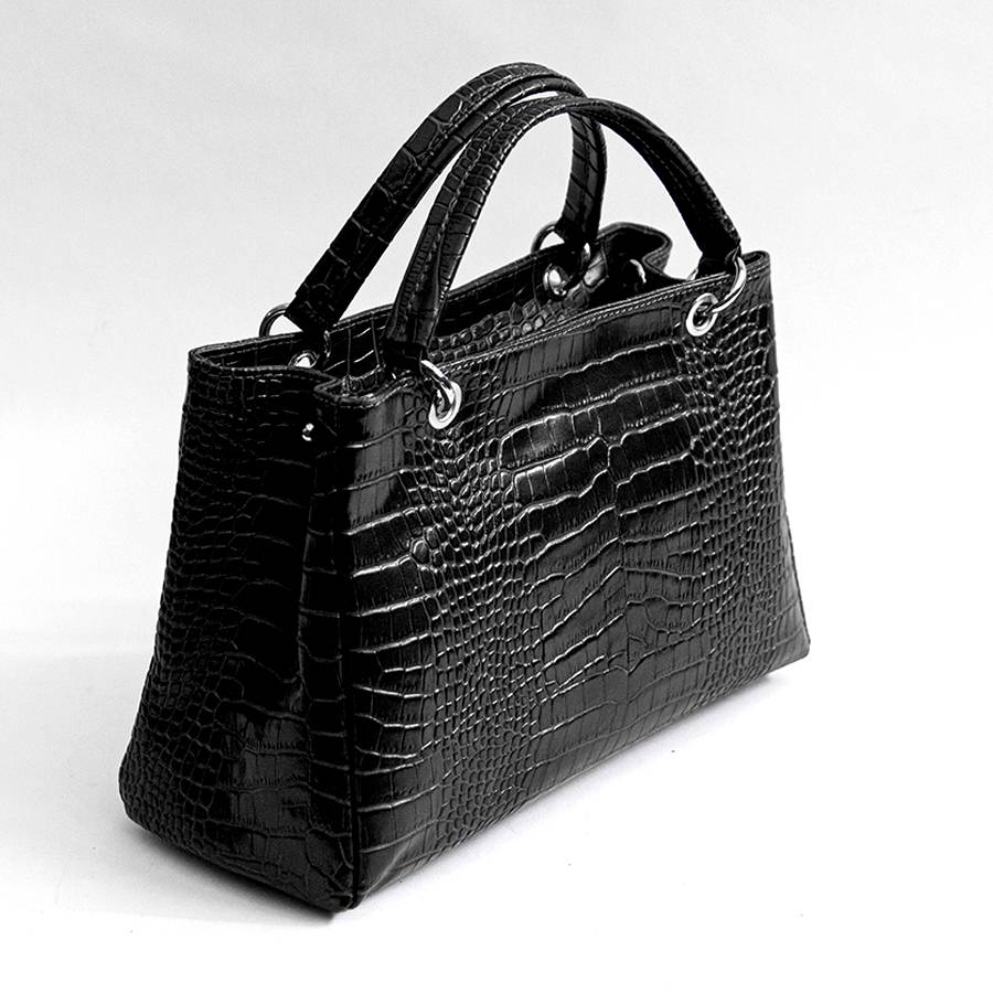 Laura Di Maggio MISTY – bauletto in pelle stampa cocco nero Vendite Flash