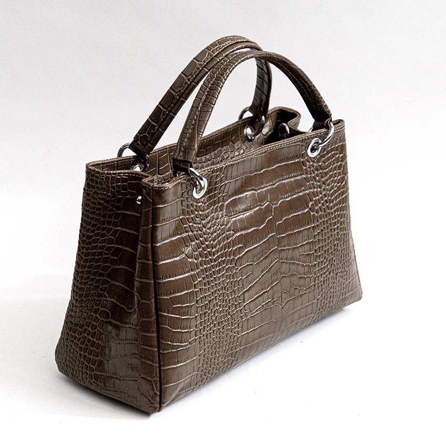 Laura Di Maggio MISTY – bauletto in pelle stampa cocco taupe In Saldo