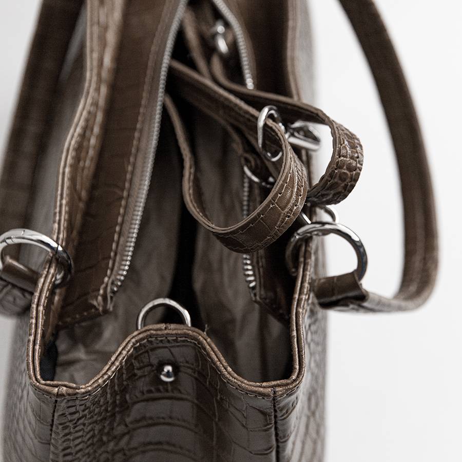 Laura Di Maggio MISTY – bauletto in pelle stampa cocco taupe In Saldo