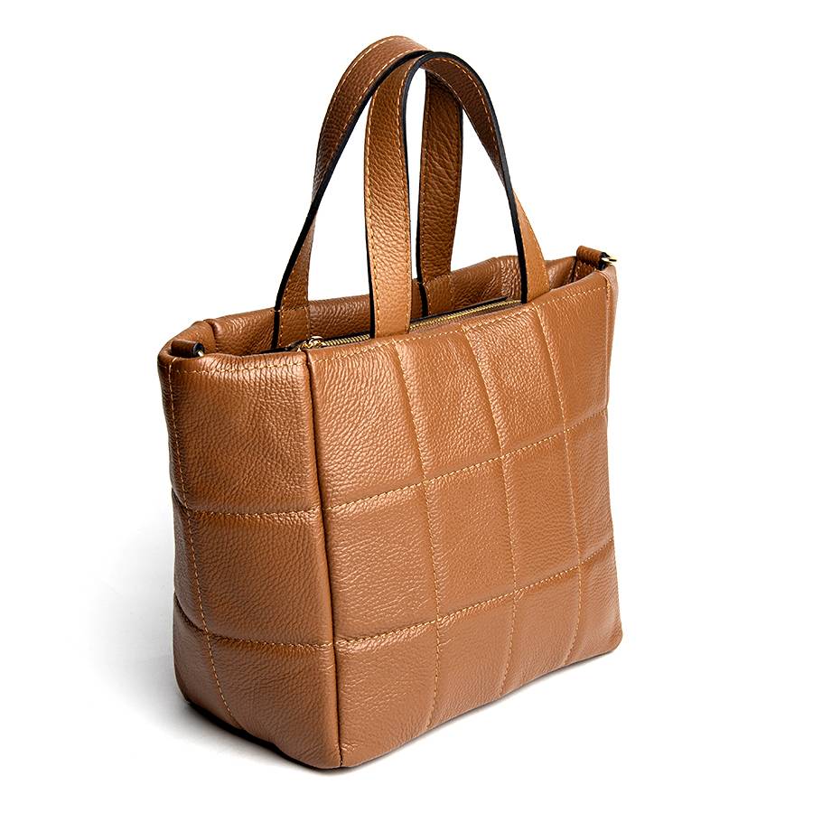 Laura Di Maggio AZZURRA – Tote bag in pelle trapuntata cuoio Nuovo