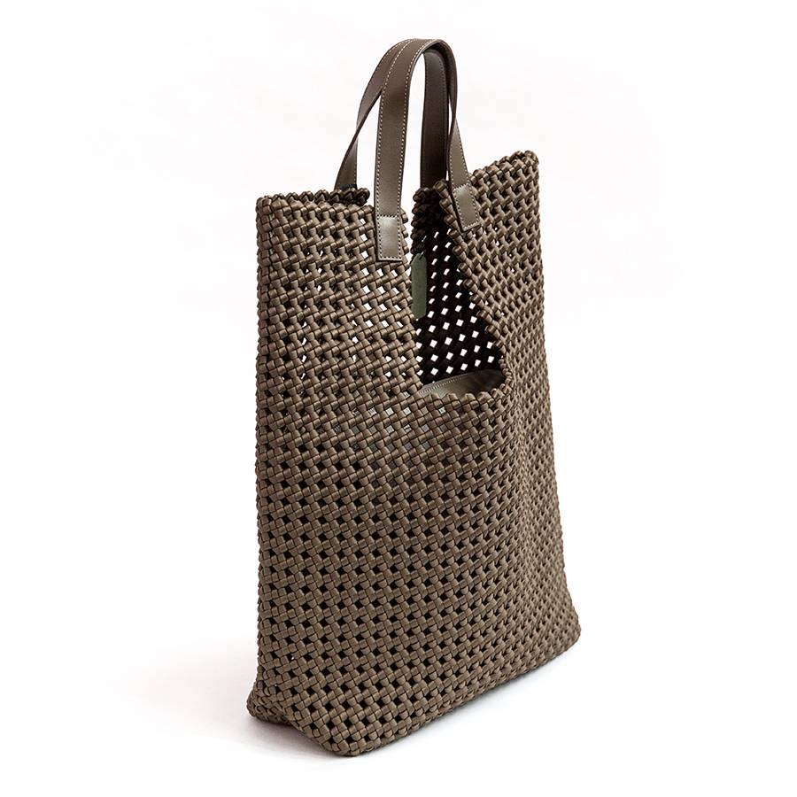 Laura Di Maggio KENDRA – Borsa intrecciata in raso taupe Pezzi Unici