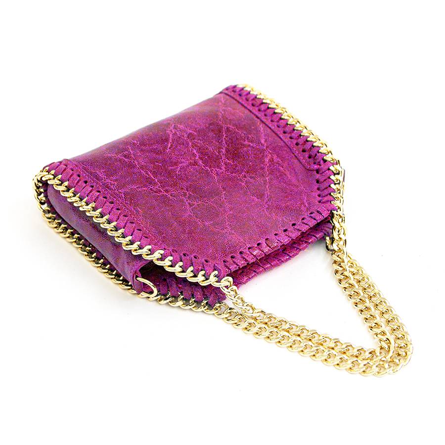 Laura Di Maggio LUMI – Borsa con catene in pelle vintage fuxia Novità