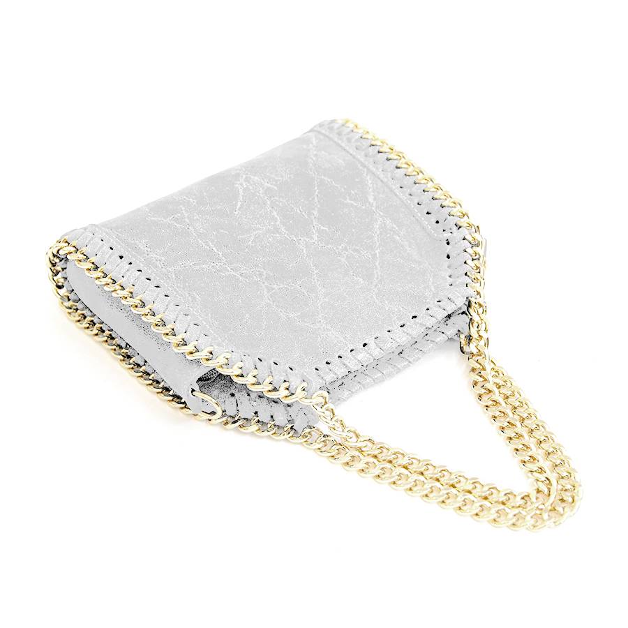 Laura Di Maggio LUMI – Borsa con catene in pelle vintage bianca Sconto