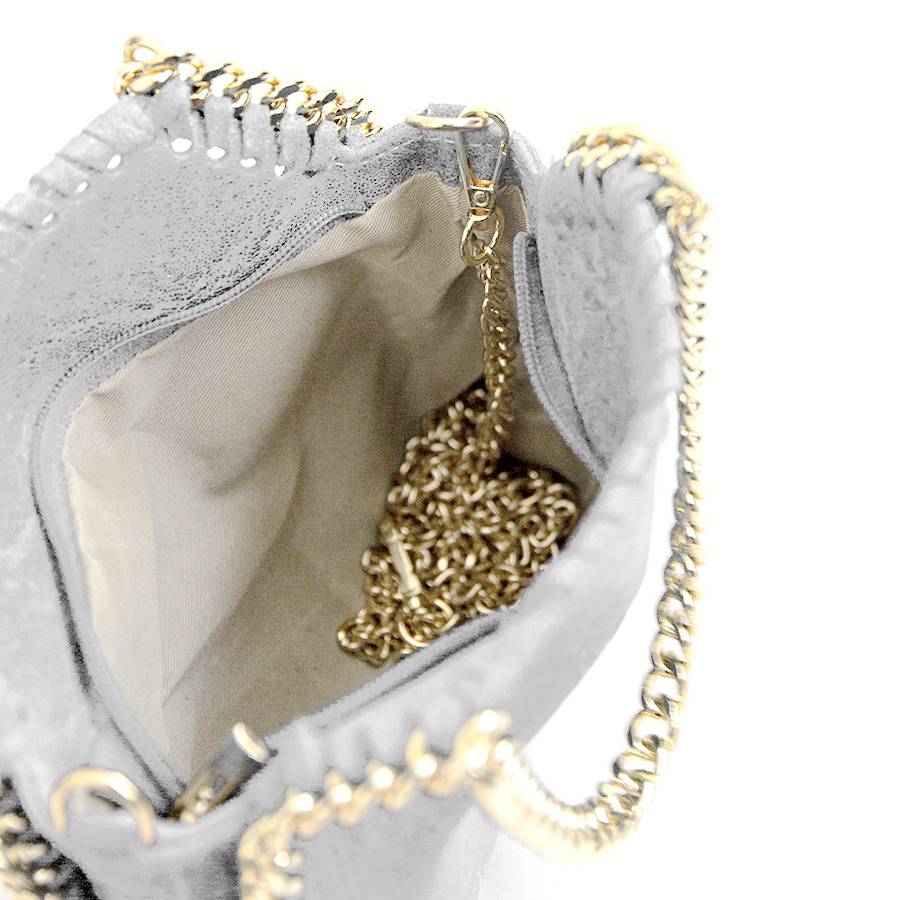 Laura Di Maggio LUMI – Borsa con catene in pelle vintage bianca Sconto