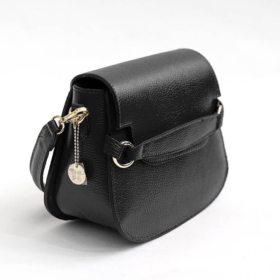 Laura Di Maggio SALLY – Postina con patta in pelle nera Online