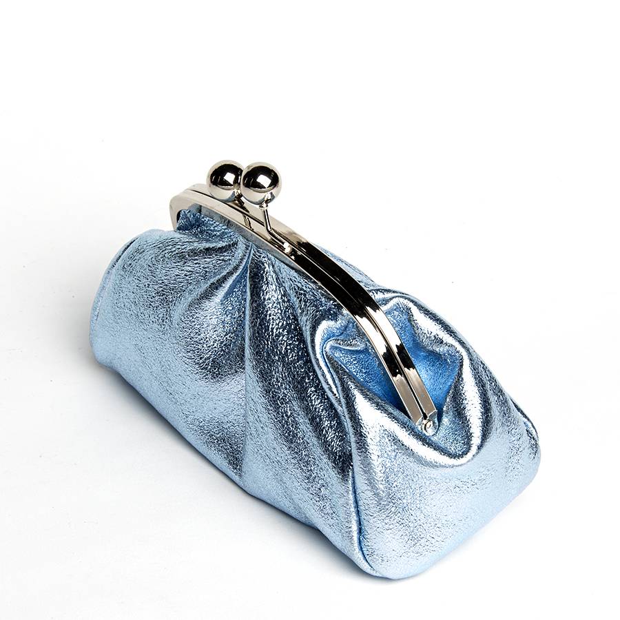 Laura Di Maggio CLUTCH – borsetta in pelle laminata azzurra Fino Al -60%