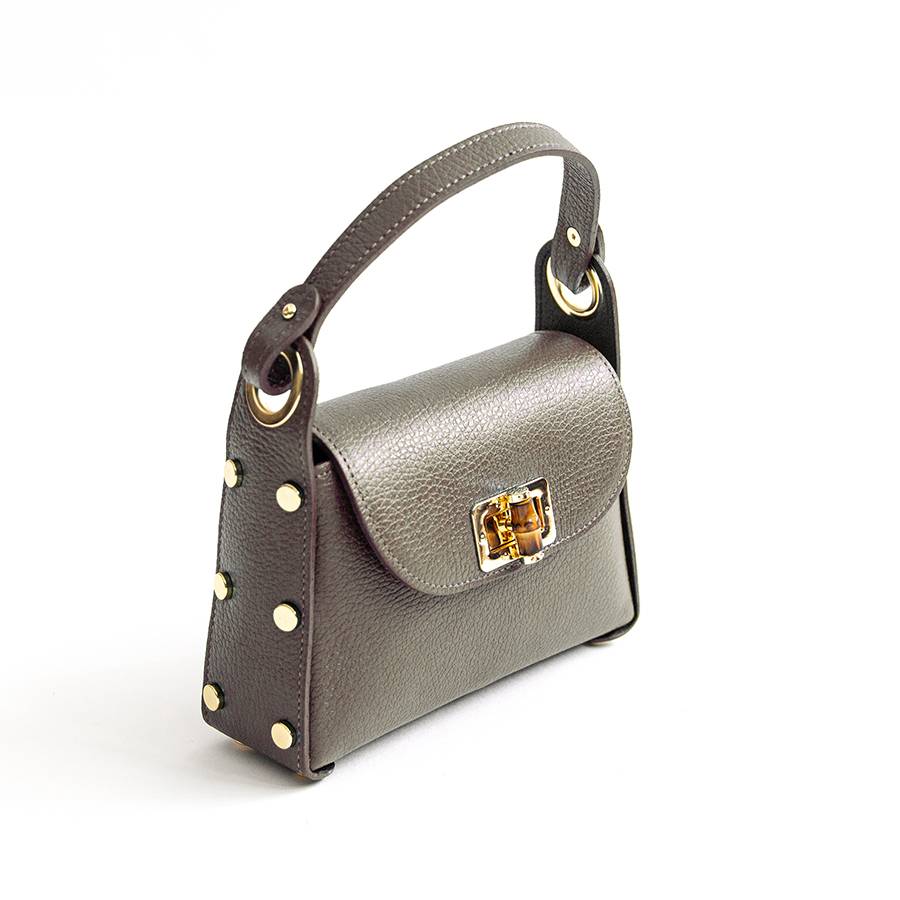 Laura Di Maggio BAMBU’ – borsetta con borchie in pelle taupe Convenienza