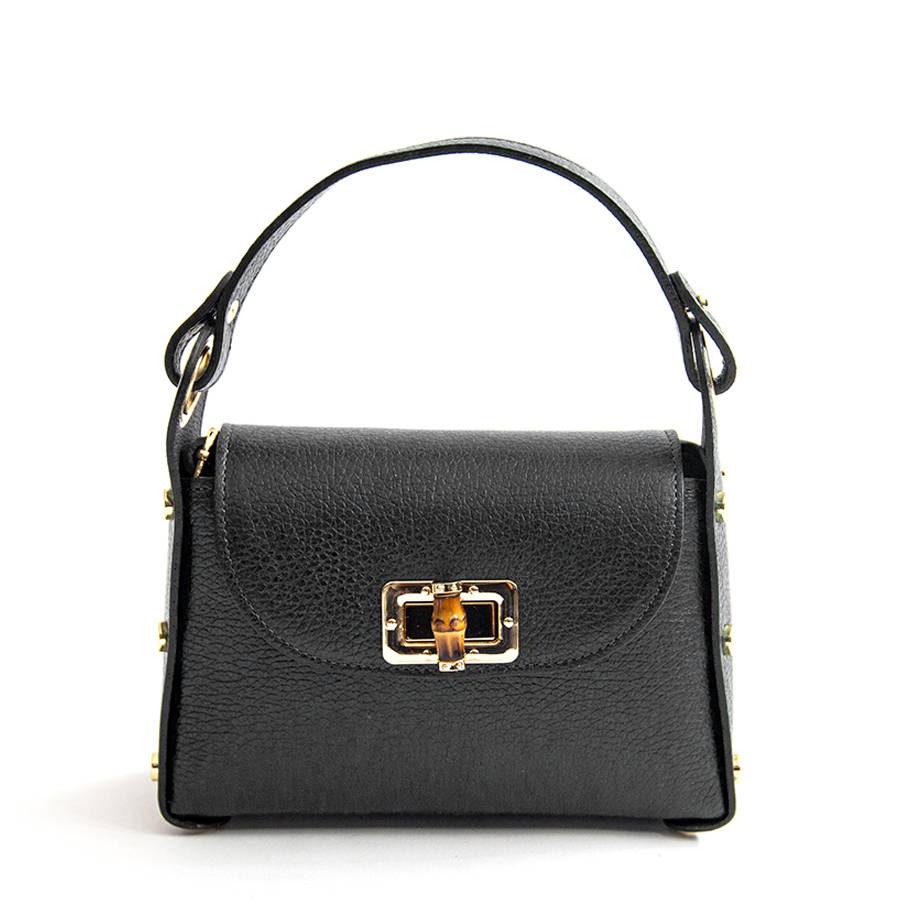 Laura Di Maggio BAMBU’ – borsetta con borchie in pelle nera Sconto